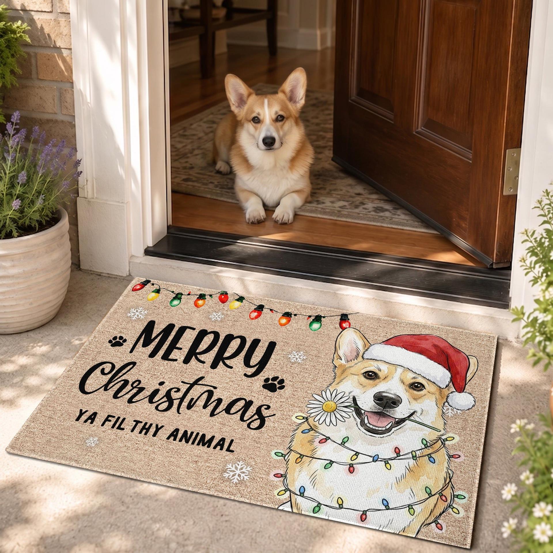 Custom Pet Portrait Christmas Doormat | POD Dropship, MOQ 1 Factory Direct - Custom Doormat Wholesale | MCDFL