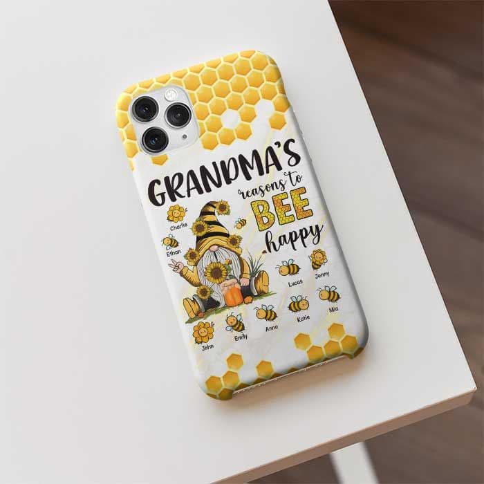Mom Grandma Reasons To Bee Happy - Gift For Mom, Grandma - Personalized Phone Case - Phone Case Detail | Wholesale POD Supplier | MCDFL