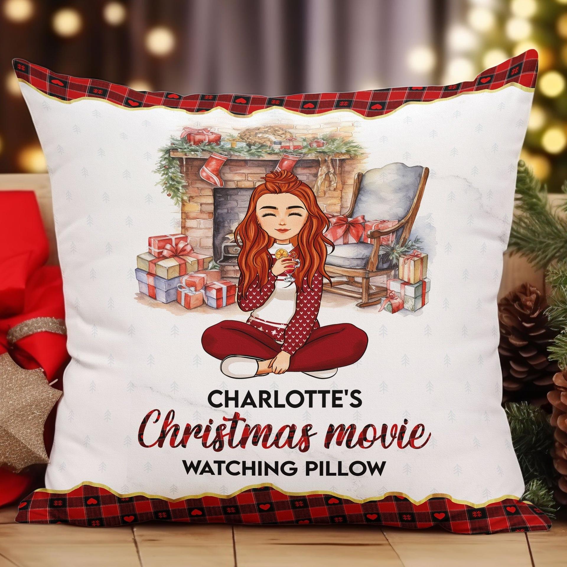 Custom Christmas Movie Watching Pillow | POD Dropship, MOQ 1 Factory Direct - Square Pillow Detail | Wholesale POD Supplier | MCDFL