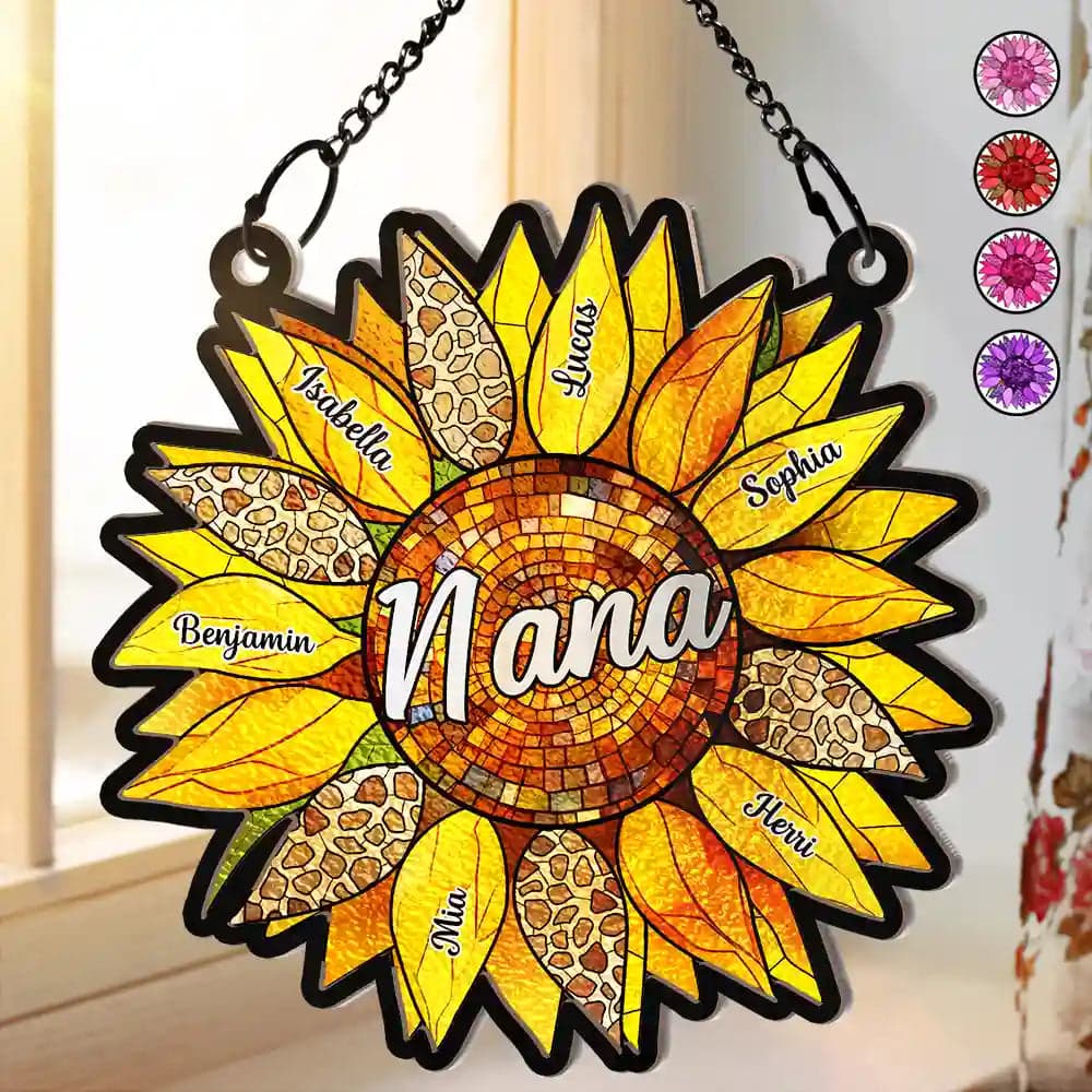 Personalized Sunflower Suncatcher for Mother's Day | White-Label, Factory Direct - Custom Suncatcher Ornament Wholesale | MCDFL