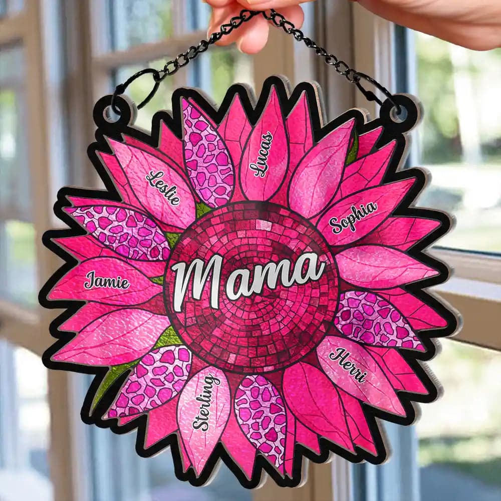 Personalized Sunflower Suncatcher for Mother's Day | White-Label, Factory Direct - Suncatcher Ornament Detail | Wholesale POD Supplier | MCDFL