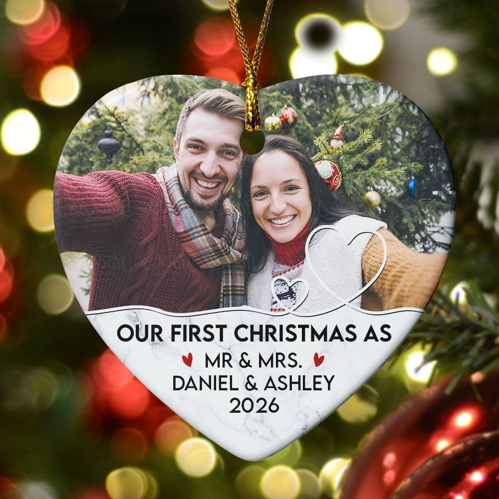 Custom Heart Ceramic Photo Ornament | Dye-Sublimation Print, No Minimum Order - Custom Ceramic Ornament Wholesale | POD Dropship Supplier | MCDFL