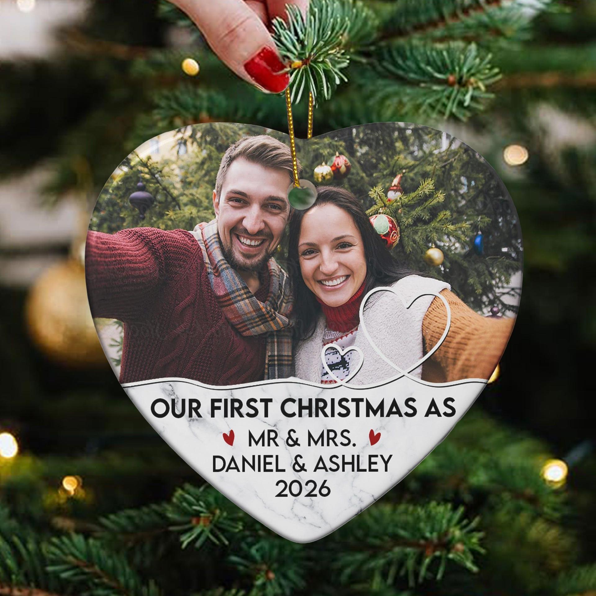 Custom Heart Ceramic Photo Ornament | Dye-Sublimation Print, No Minimum Order - Ceramic Ornament Detail | Wholesale POD Supplier | MCDFL