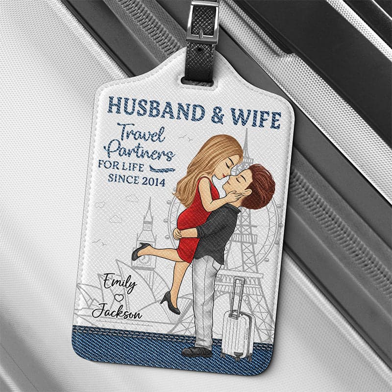 Personalized Christmas Luggage Tag for Couples | White-Label, 1-Piece Minimum - Custom Luggage Tag Wholesale | MCDFL