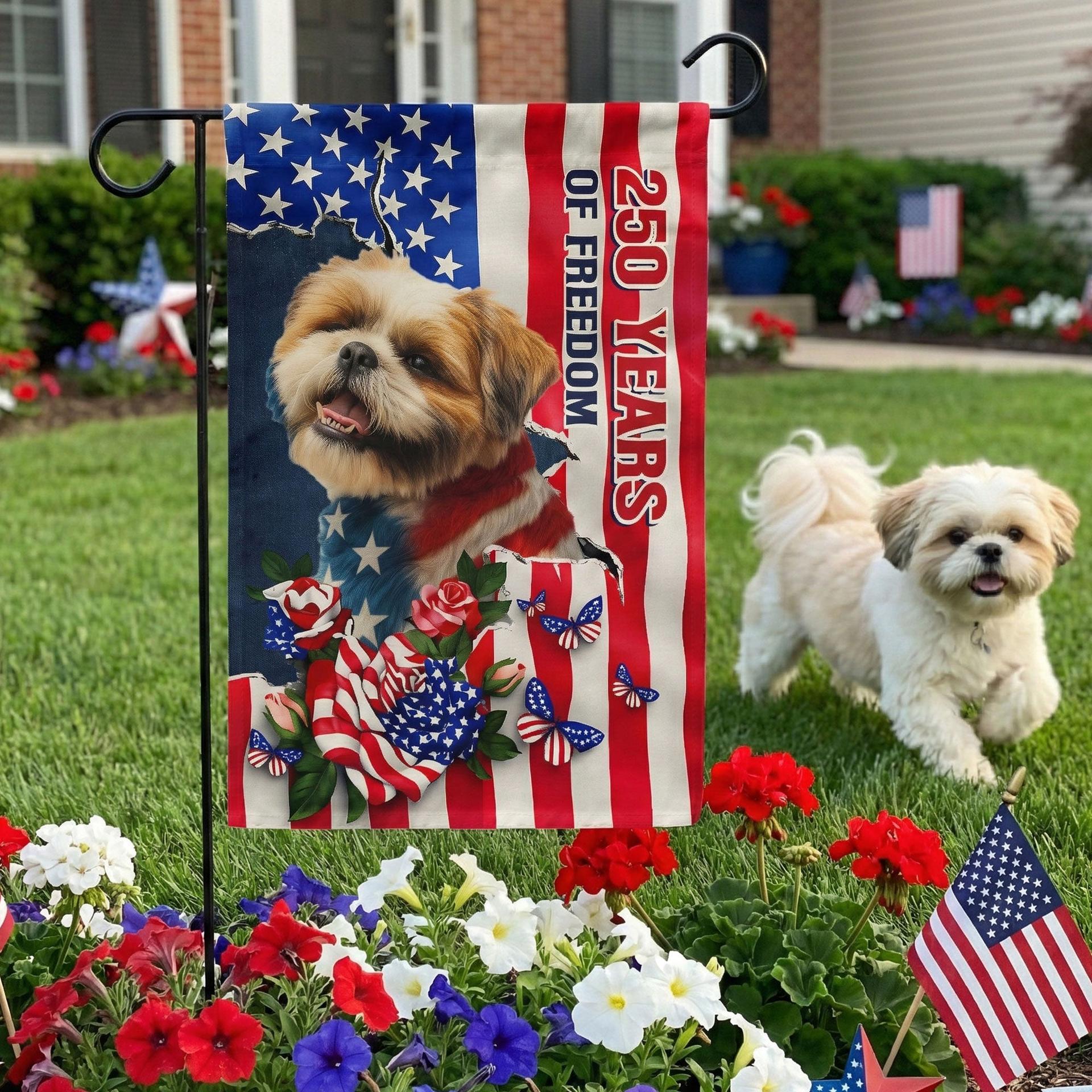 Patriotic Pet Portrait Flag | Custom Photo Garden Flag, Blind Dropshipping - Flag Detail | Wholesale POD Supplier | MCDFL