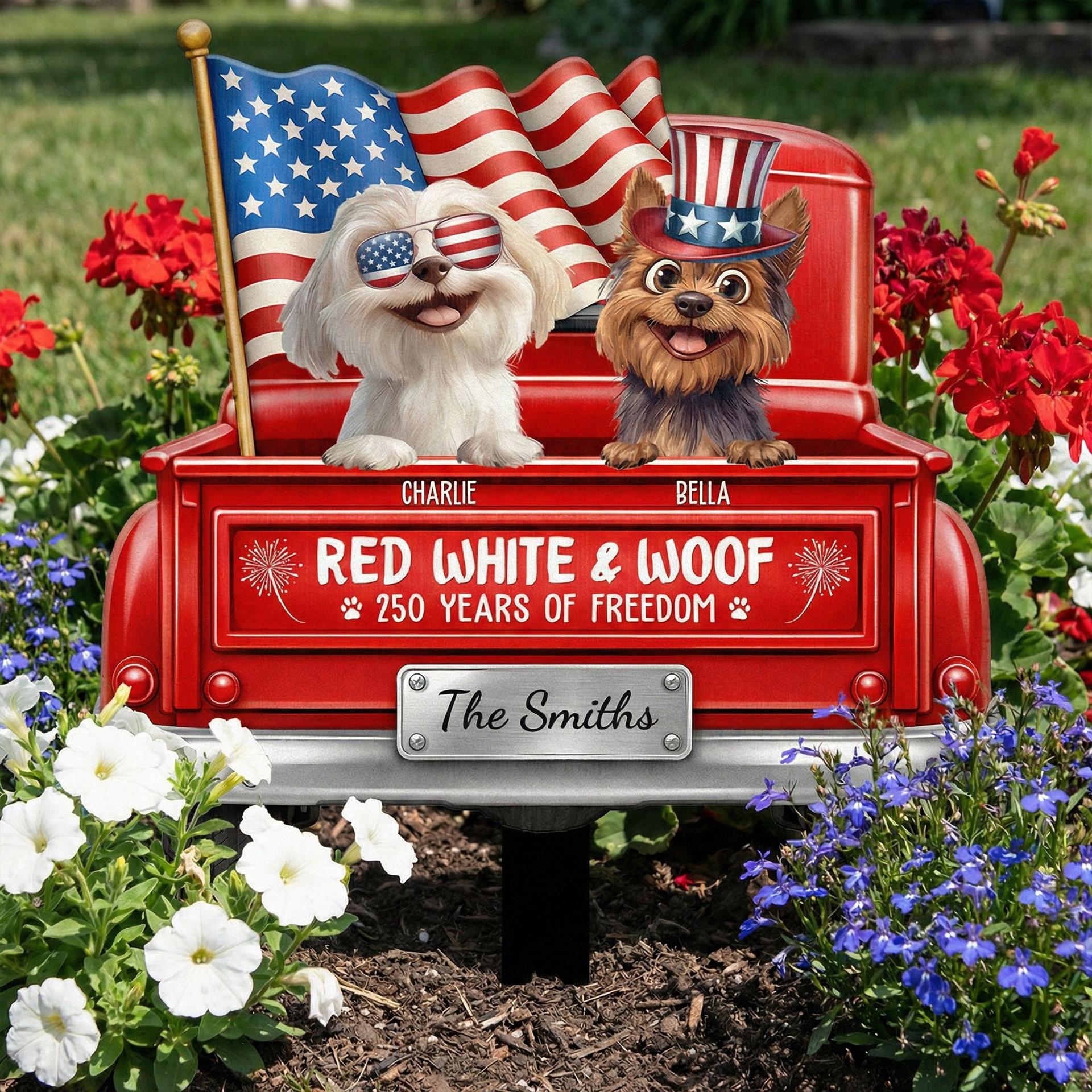 Patriotic Pet Garden Stake with Custom Name | Factory Direct POD - Custom Acrylic Garden Stake Wholesale | MCDFL