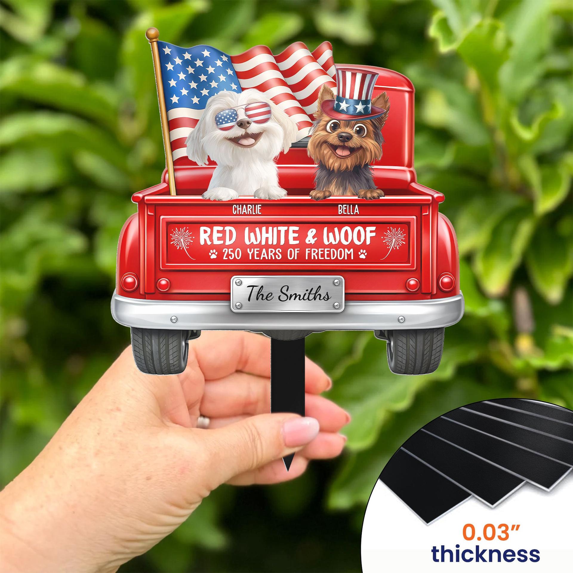 Patriotic Pet Garden Stake with Custom Name | Factory Direct POD - Acrylic Garden Stake Detail | Wholesale POD Supplier | MCDFL
