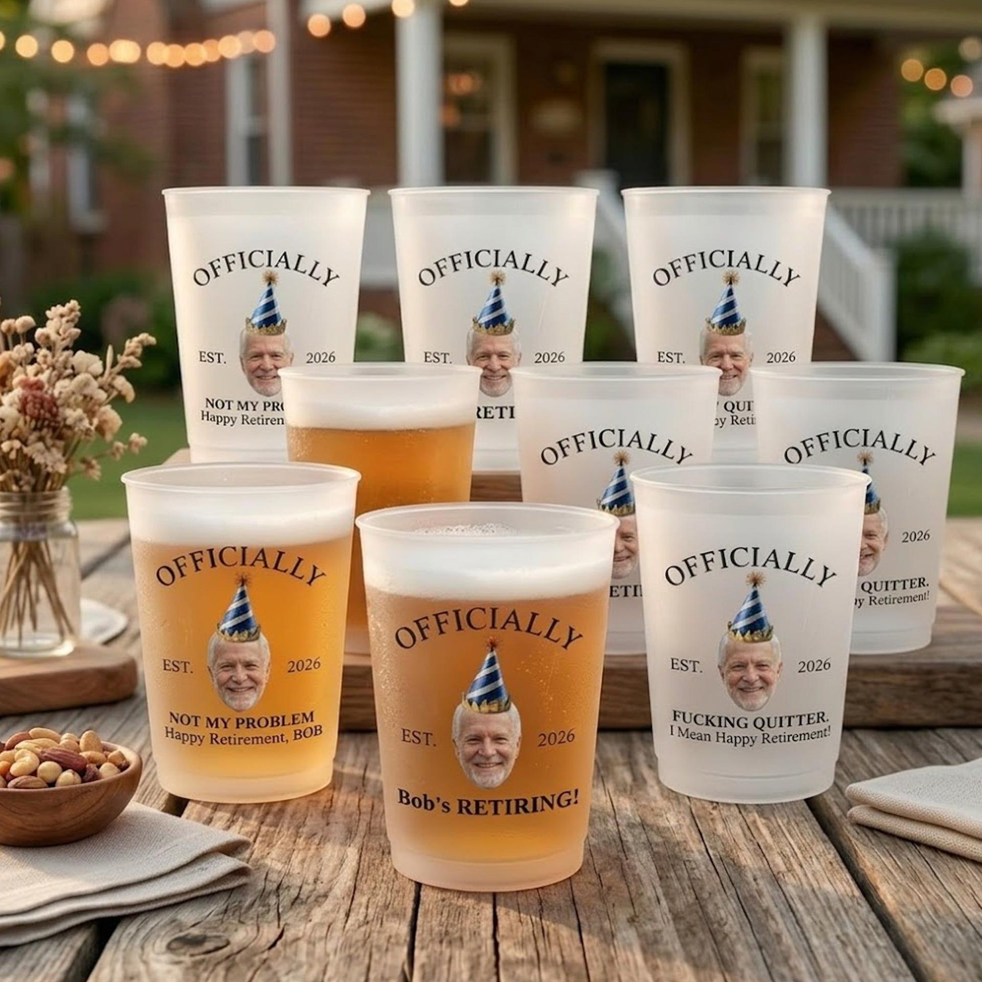 Retirement Party Cups for Coworkers | Custom POD, MOQ 1 Factory Direct - Custom Frosted Cups High Quality View | MCDFL