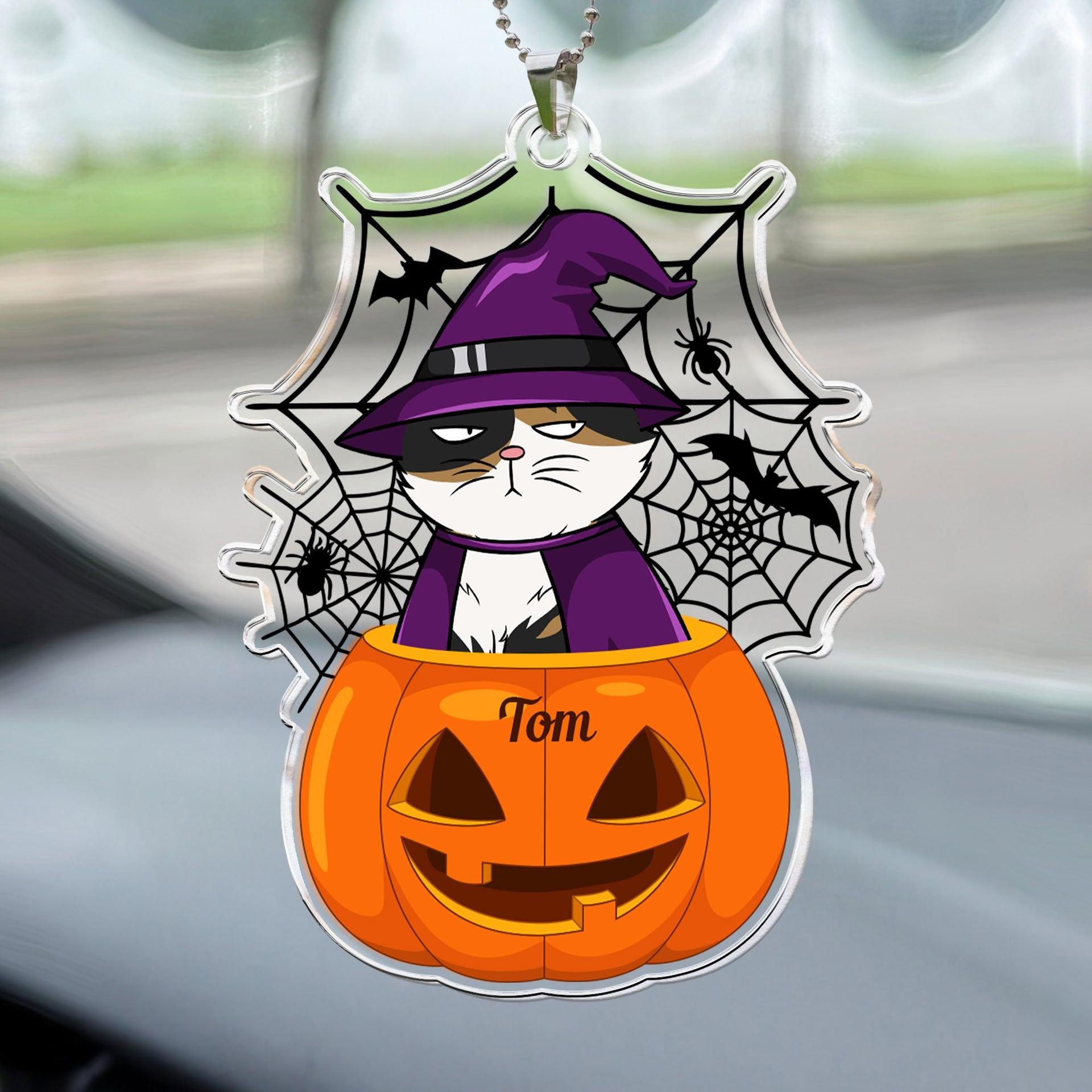 Personalized Halloween Pet Photo Car Ornament | Acrylic POD Dropship, MOQ 1 - Custom Acrylic Ornament Wholesale | MCDFL