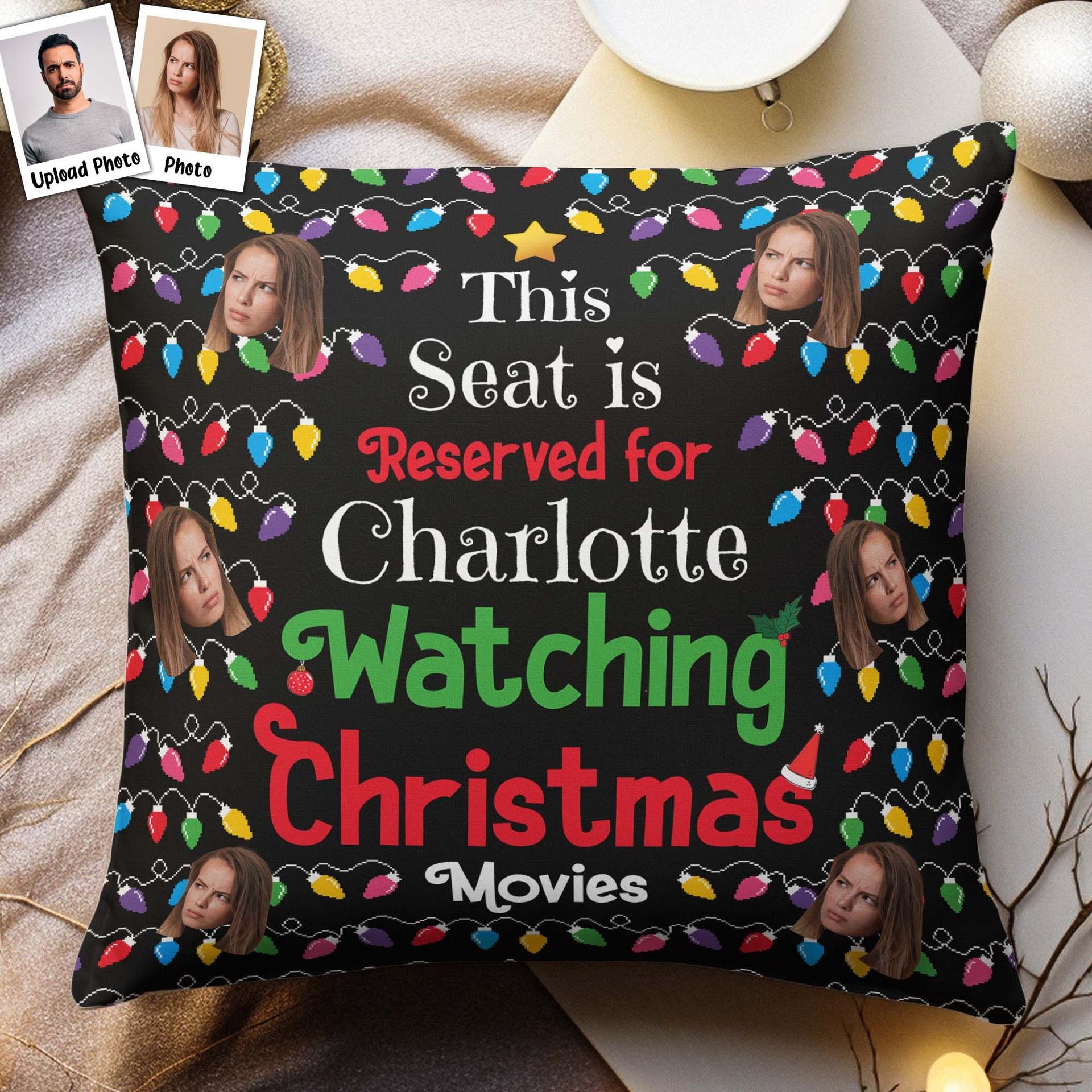 Custom Photo Seat Reserved Christmas Pillow | Dropship MOQ 1, Insert Included - Custom Square Pillow Wholesale | POD Dropship Supplier | MCDFL
