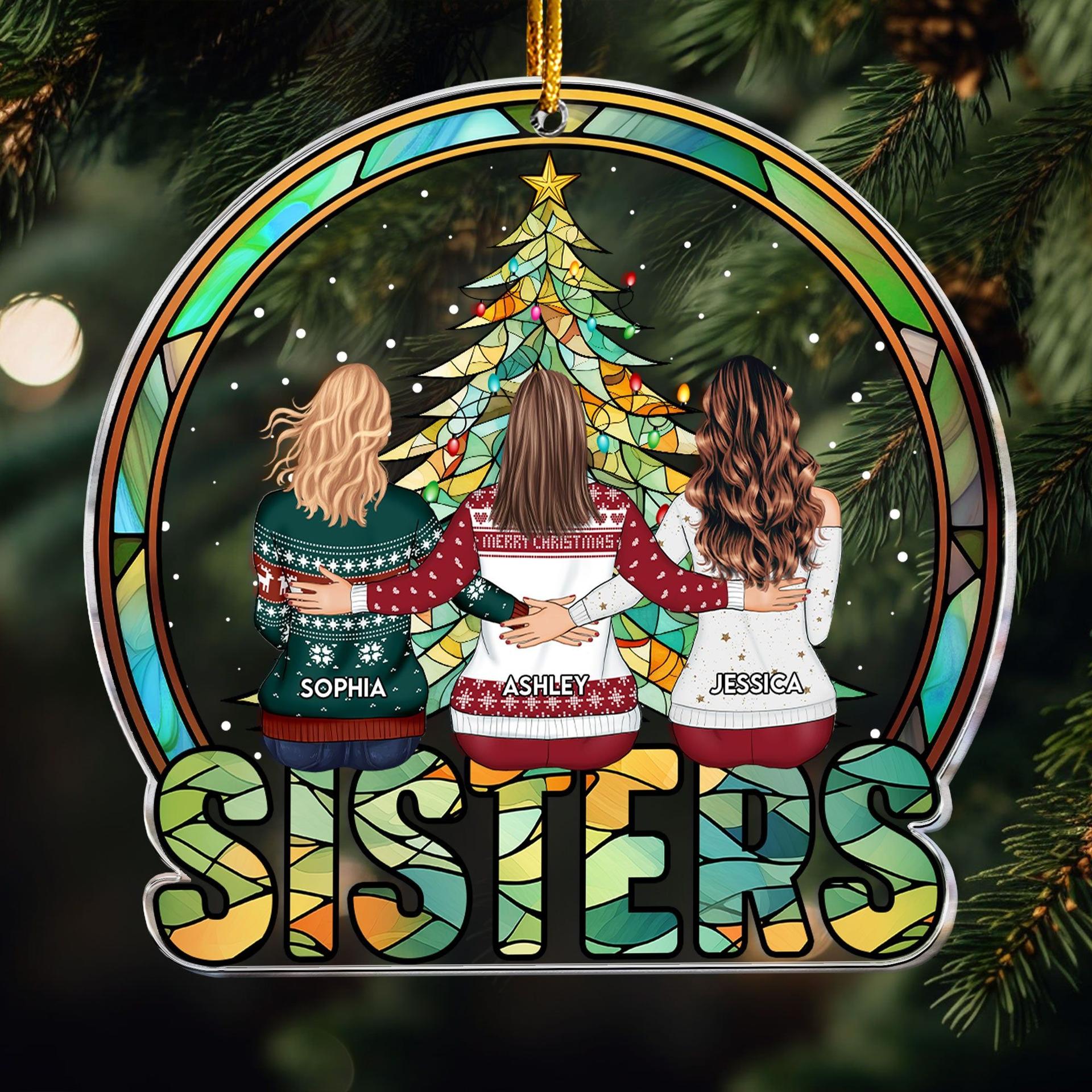 Sisters Christmas Acrylic Ornament | Custom Shaped, Dropship Ready, No Minimum - Custom Acrylic Ornament Wholesale | POD Dropship Supplier | MCDFL