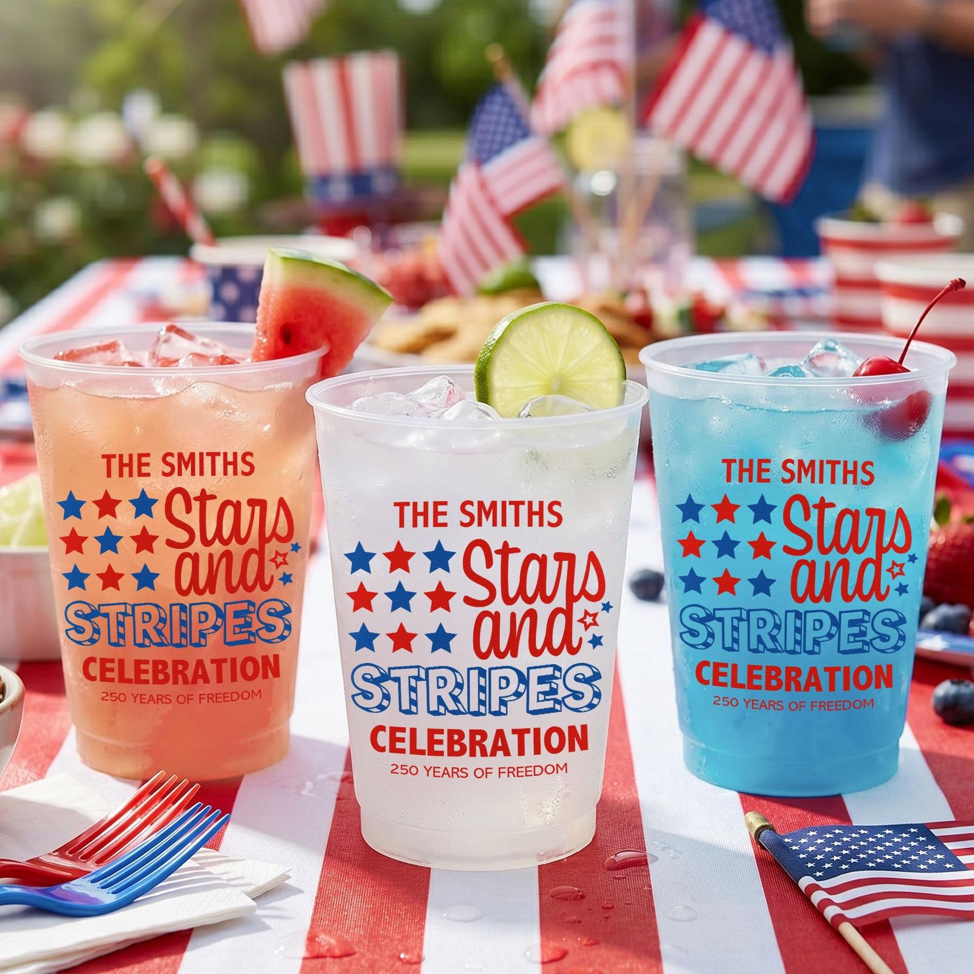 Personalized 250 Years of Freedom Cups | Custom Print POD, No Minimum - Custom Frosted Cups High Quality View | MCDFL