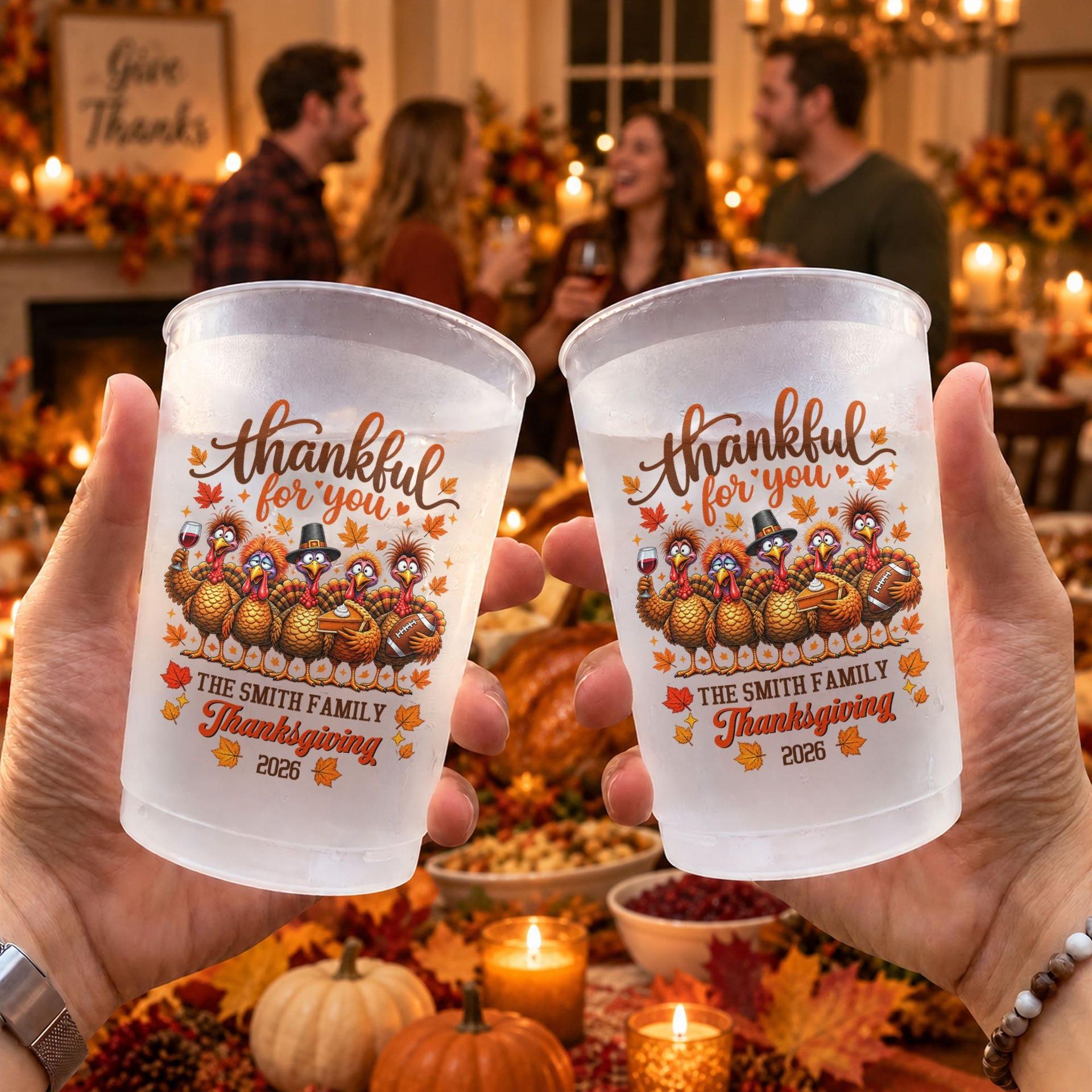 Personalized Thanksgiving Party Cups | Blind Dropship, Custom Print On Demand gallery thumbnail - Frosted Cups