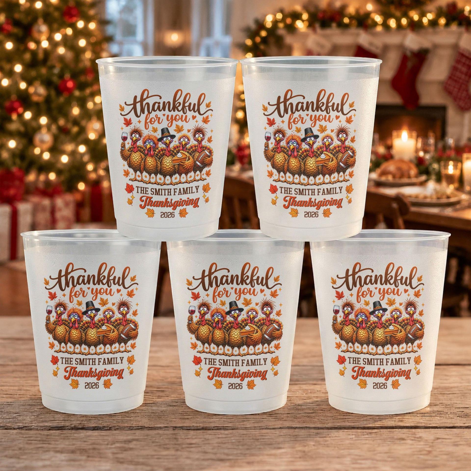 Personalized Thanksgiving Party Cups | Blind Dropship, Custom Print On Demand gallery thumbnail - Frosted Cups