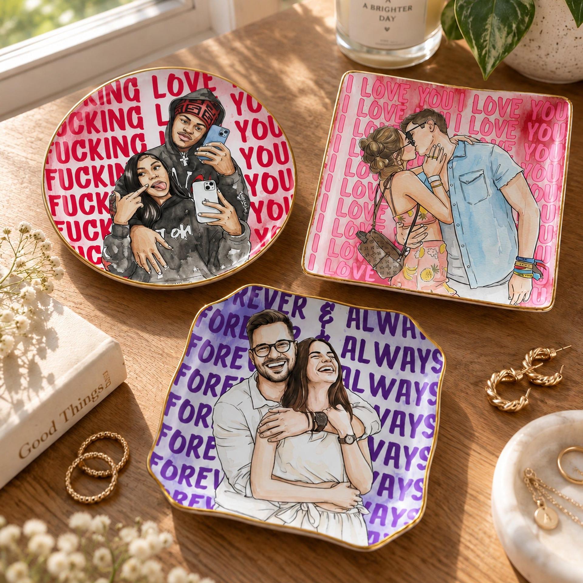 Custom Photo Jewelry Dish | Ceramic Keepsake, POD Dropship MOQ 1 - Custom Jewelry Dish Wholesale | MCDFL