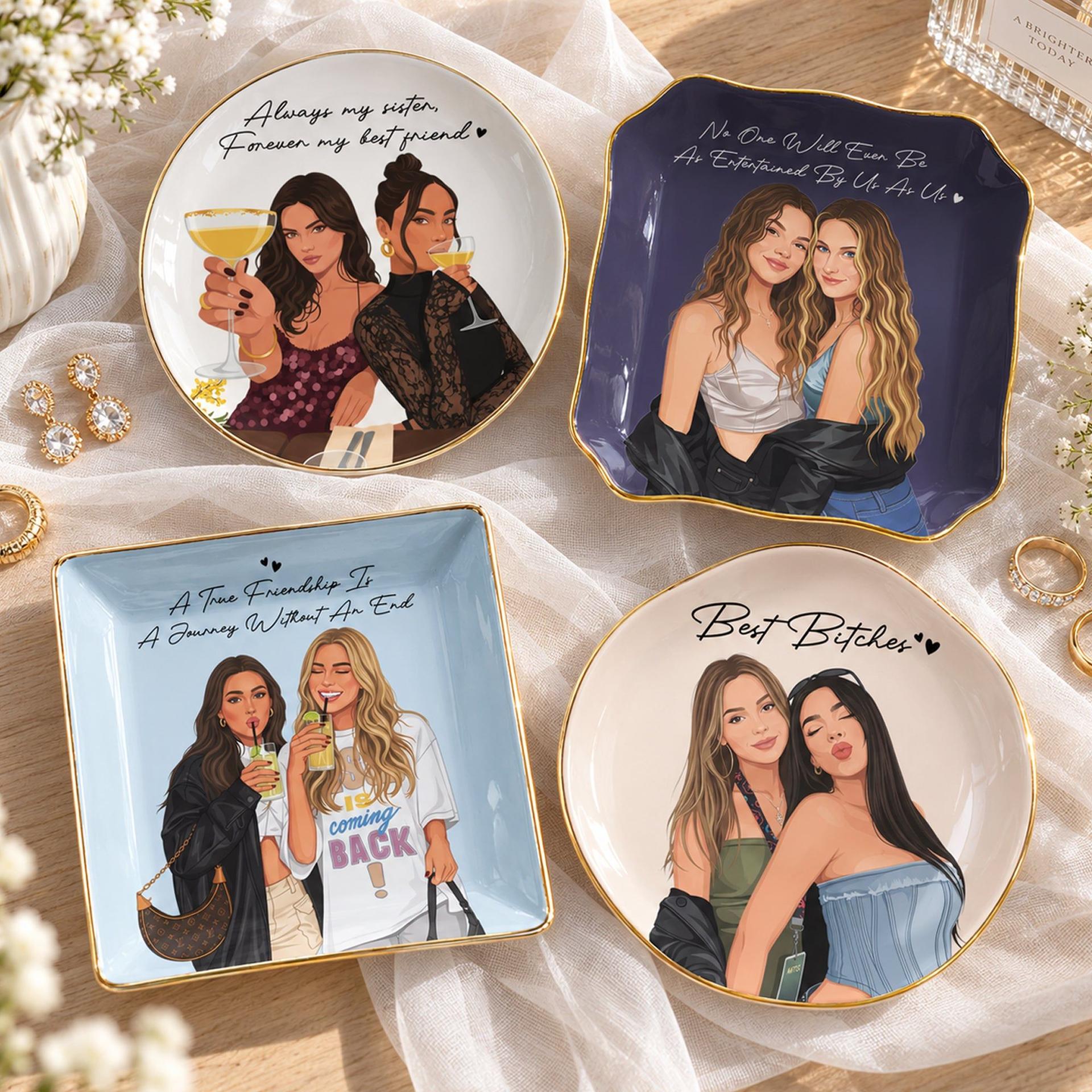 Photo Art Friendship Jewelry Dish | Custom Print, No MOQ, Factory Direct - Custom Jewelry Dish Wholesale | MCDFL