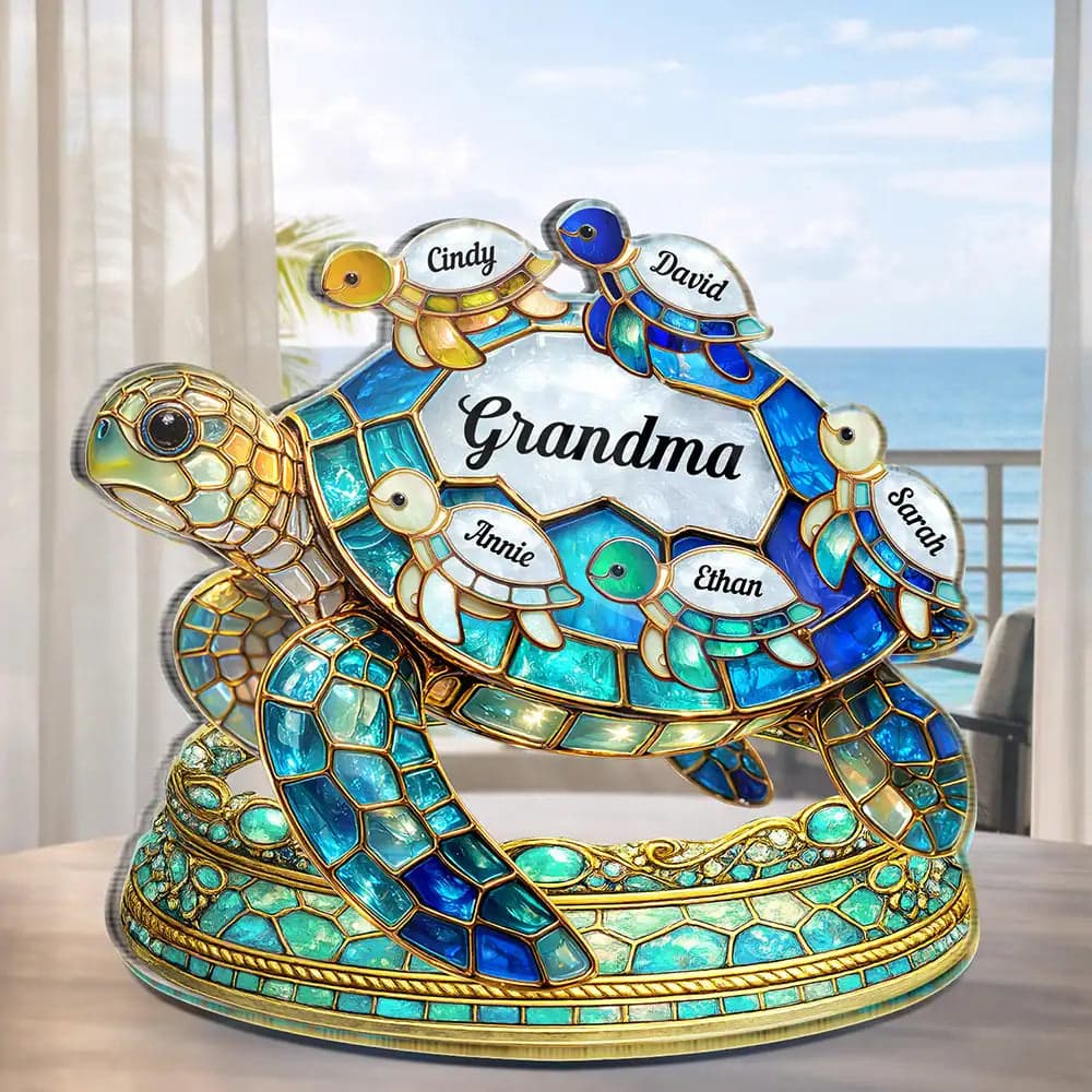 Personalized Turtle Acrylic Plaque for Grandma | White-Label, Blind Dropship - Custom Acrylic Plaque Wholesale | MCDFL