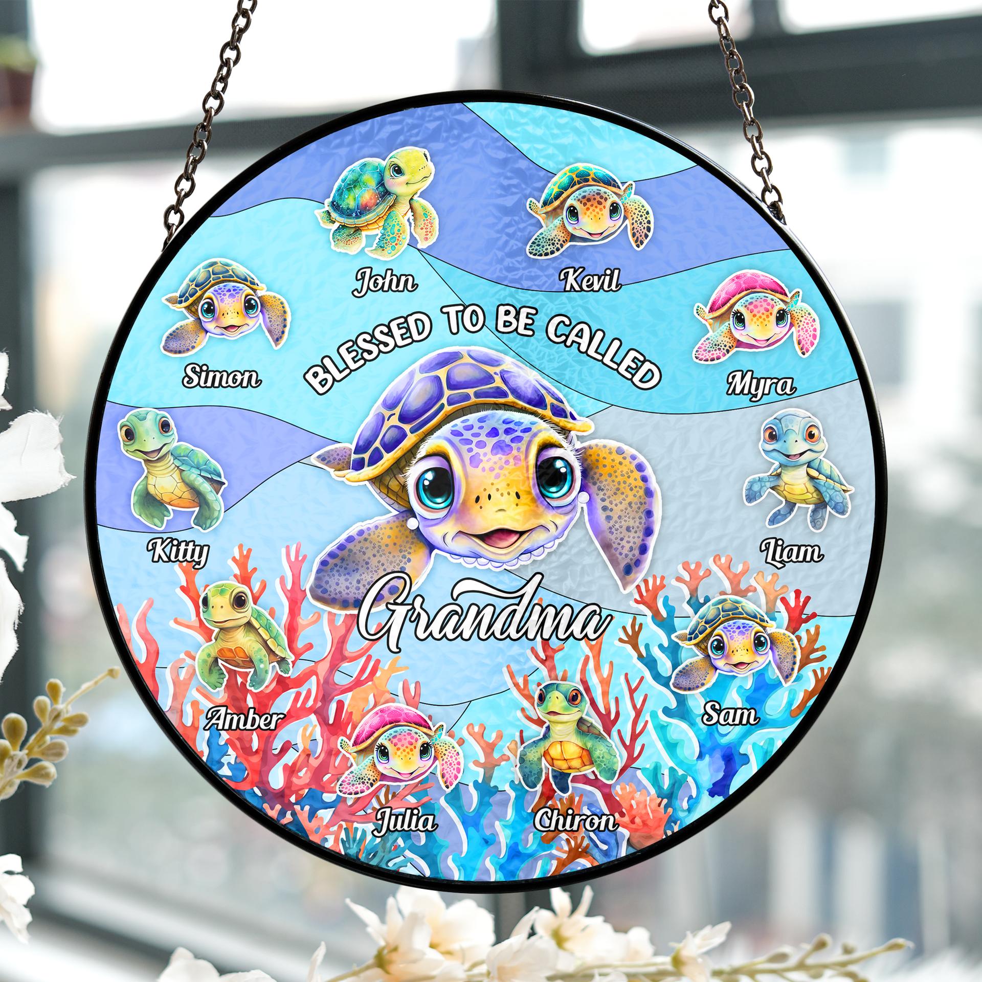 Grandparents Day Stained Glass Suncatcher | White-Label, 1-Piece Minimum - Custom Stained Glass Suncatcher Wholesale | POD Dropship Supplier | MCDFL