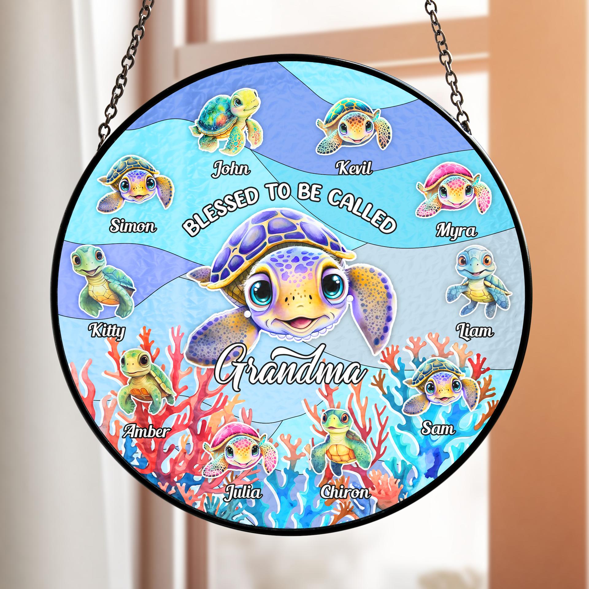 Grandparents Day Stained Glass Suncatcher | White-Label, 1-Piece Minimum - Stained Glass Suncatcher Detail | Wholesale POD Supplier | MCDFL