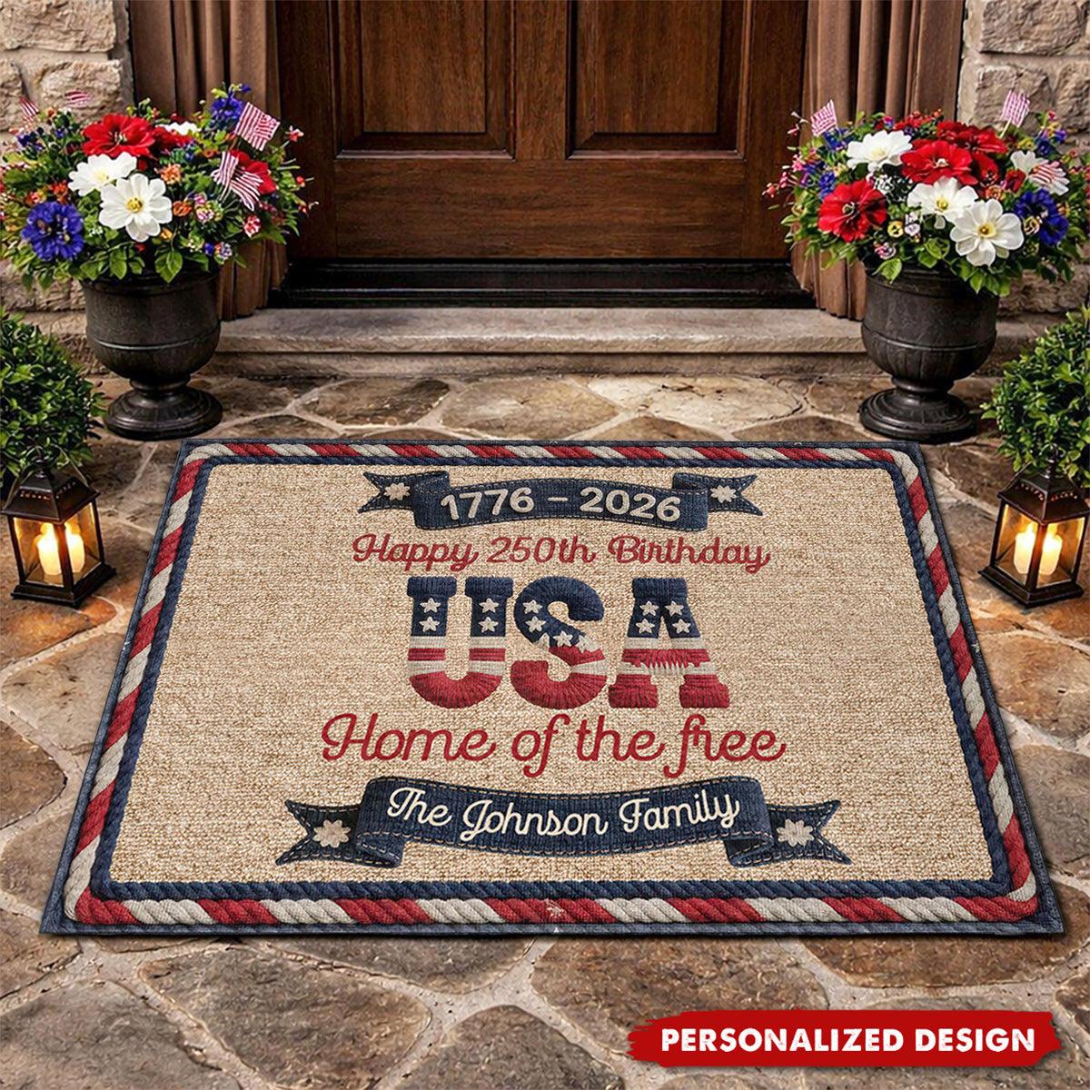 Personalized USA 250th Birthday Doormat | Unbranded Fulfillment, 1-Piece Minimum - Custom Doormat Wholesale | MCDFL