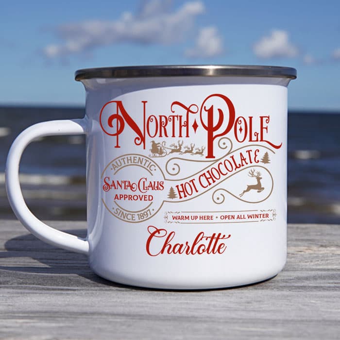 Personalized Christmas Hot Chocolate Mug | No Minimum Order, Blind Dropshipping - Enamel Mug Detail | Wholesale POD Supplier | MCDFL