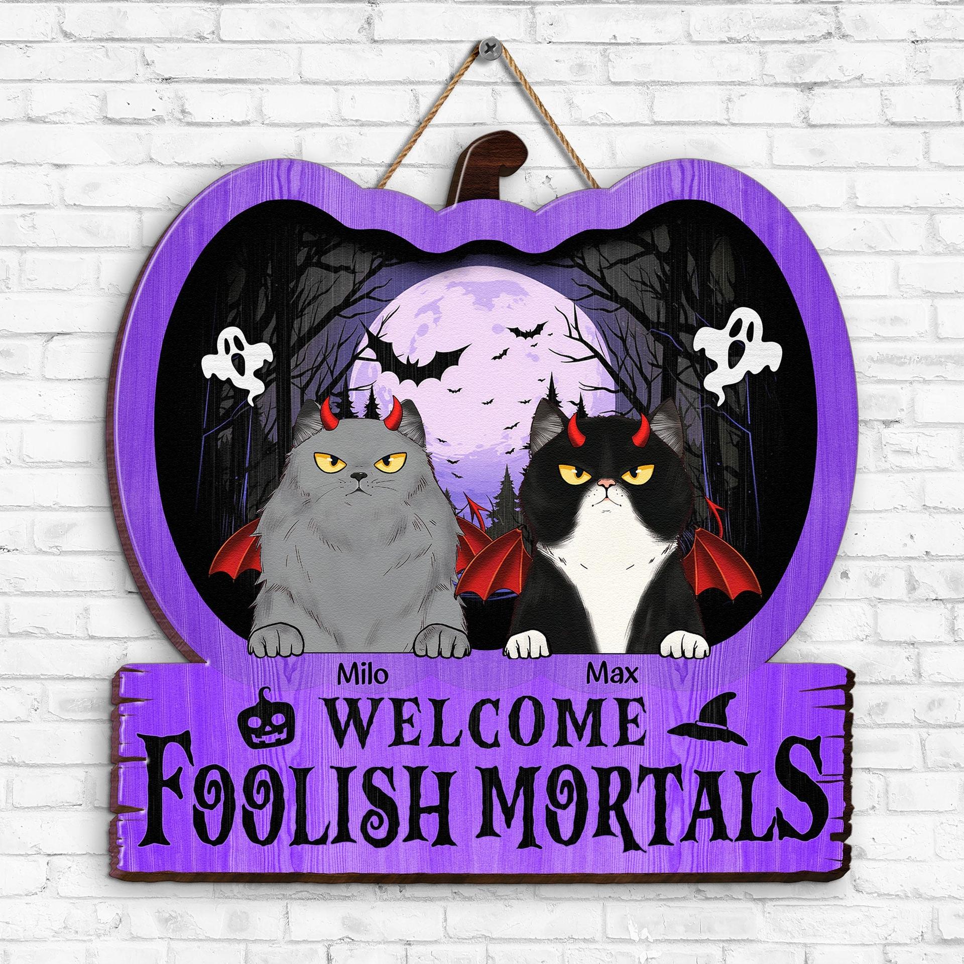 Custom Halloween Cat Wood Sign | POD Dropship, MOQ 1 Factory Direct