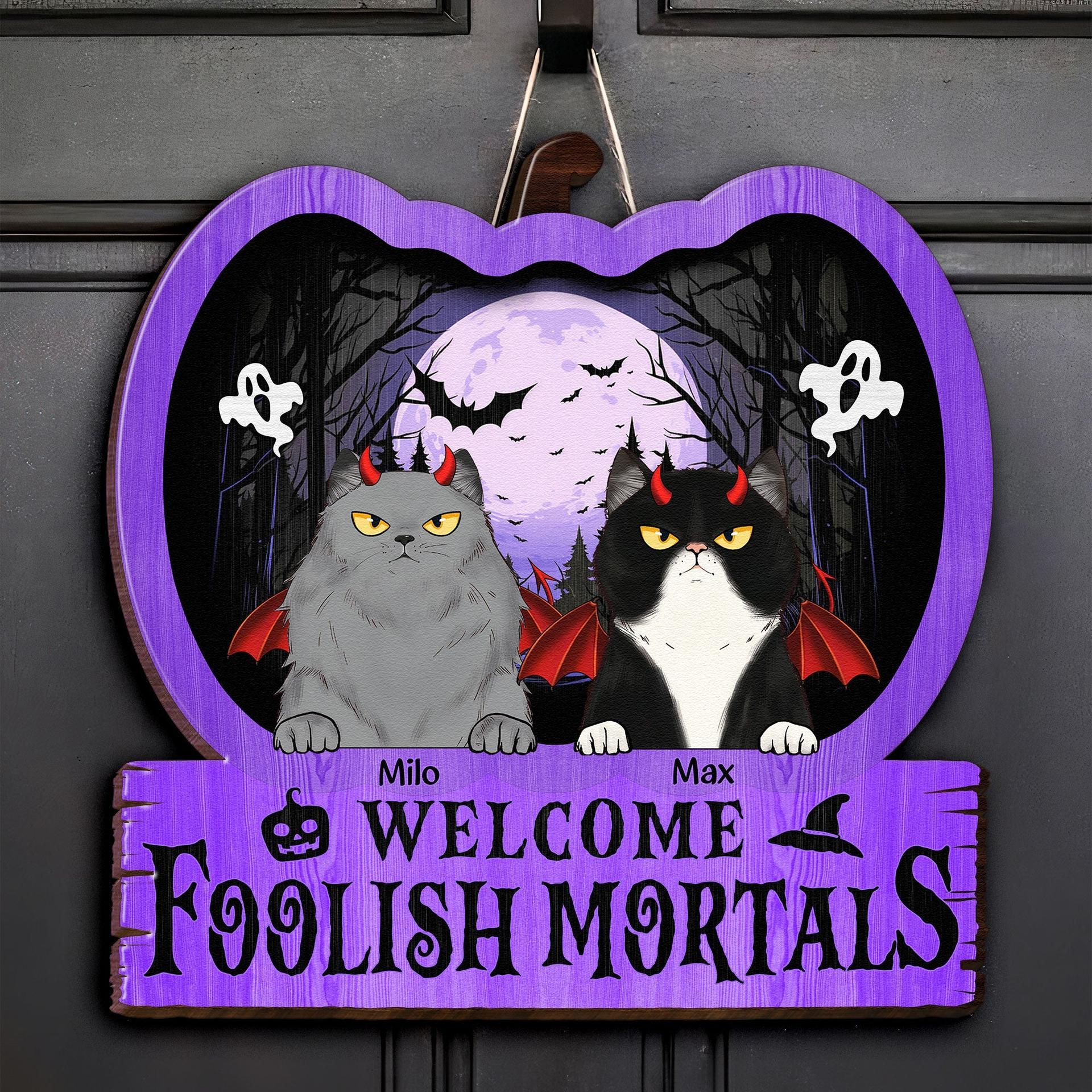Custom Halloween Cat Wood Sign | POD Dropship, MOQ 1 Factory Direct - Wood Sign Detail | Wholesale POD Supplier | MCDFL