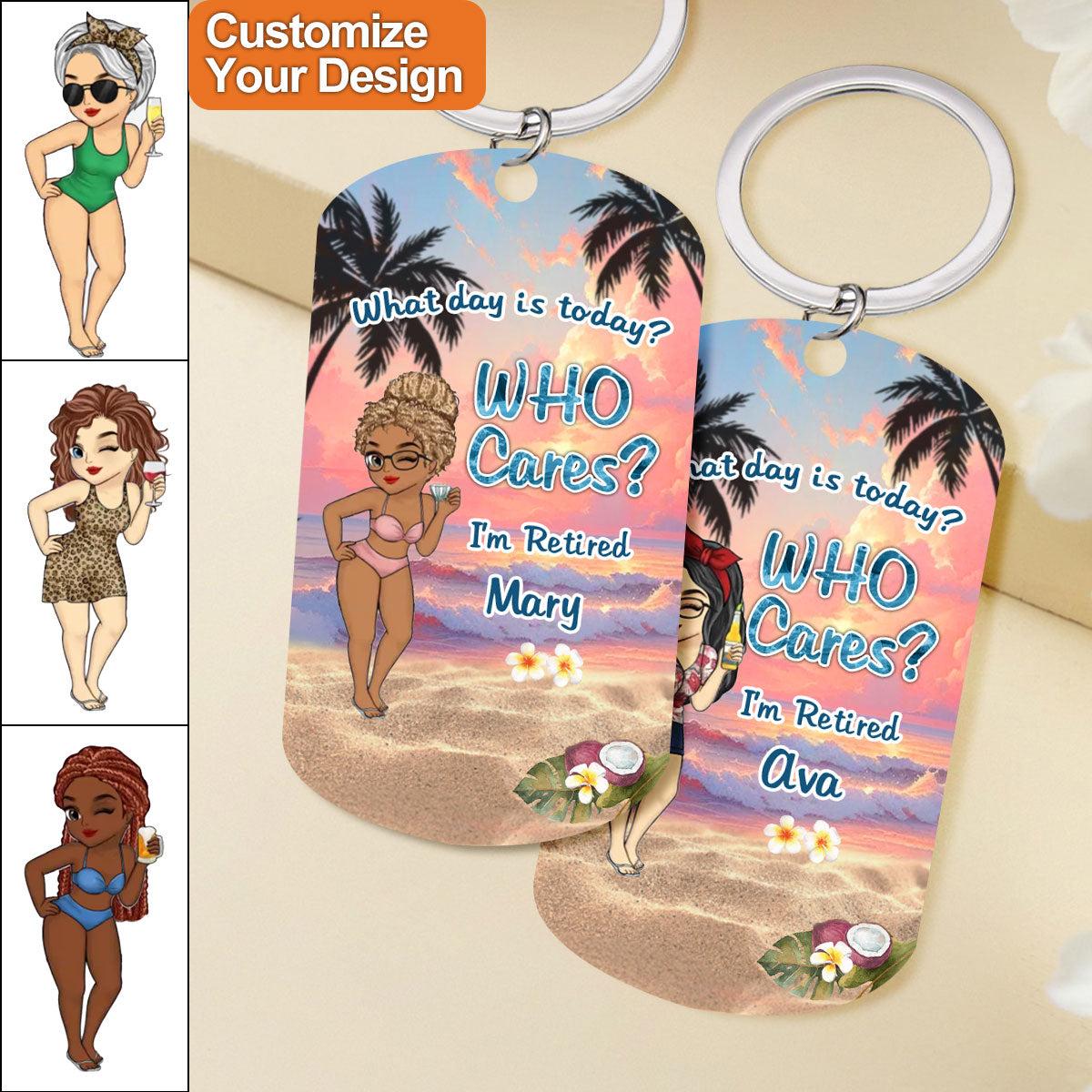 Personalized Retirement Keychain for Coworker Farewell | Custom Engraved Steel, Blind Dropshipping - Steel Keychain Detail | Wholesale POD Supplier | MCDFL