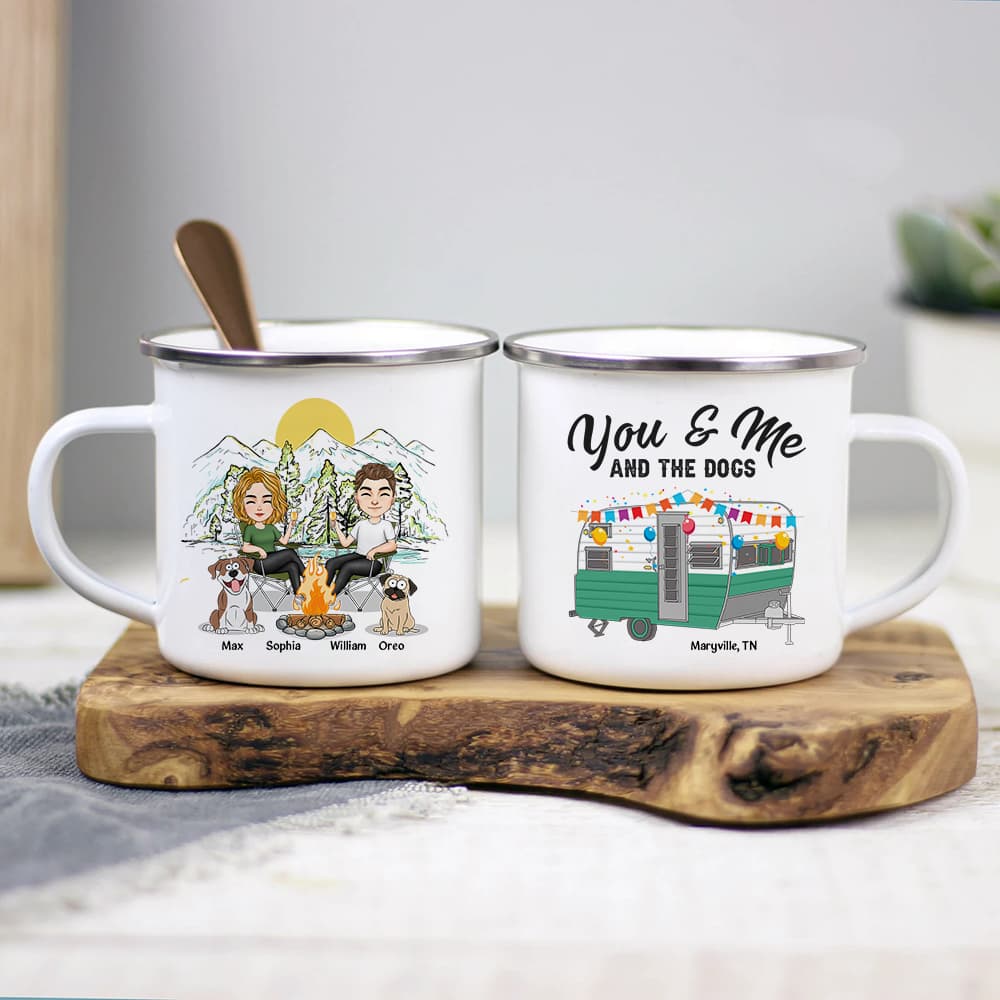 Custom Couple Camping Enamel Mug | Factory Direct & Blind Dropshipping - Enamel Mug Detail | Wholesale POD Supplier | MCDFL
