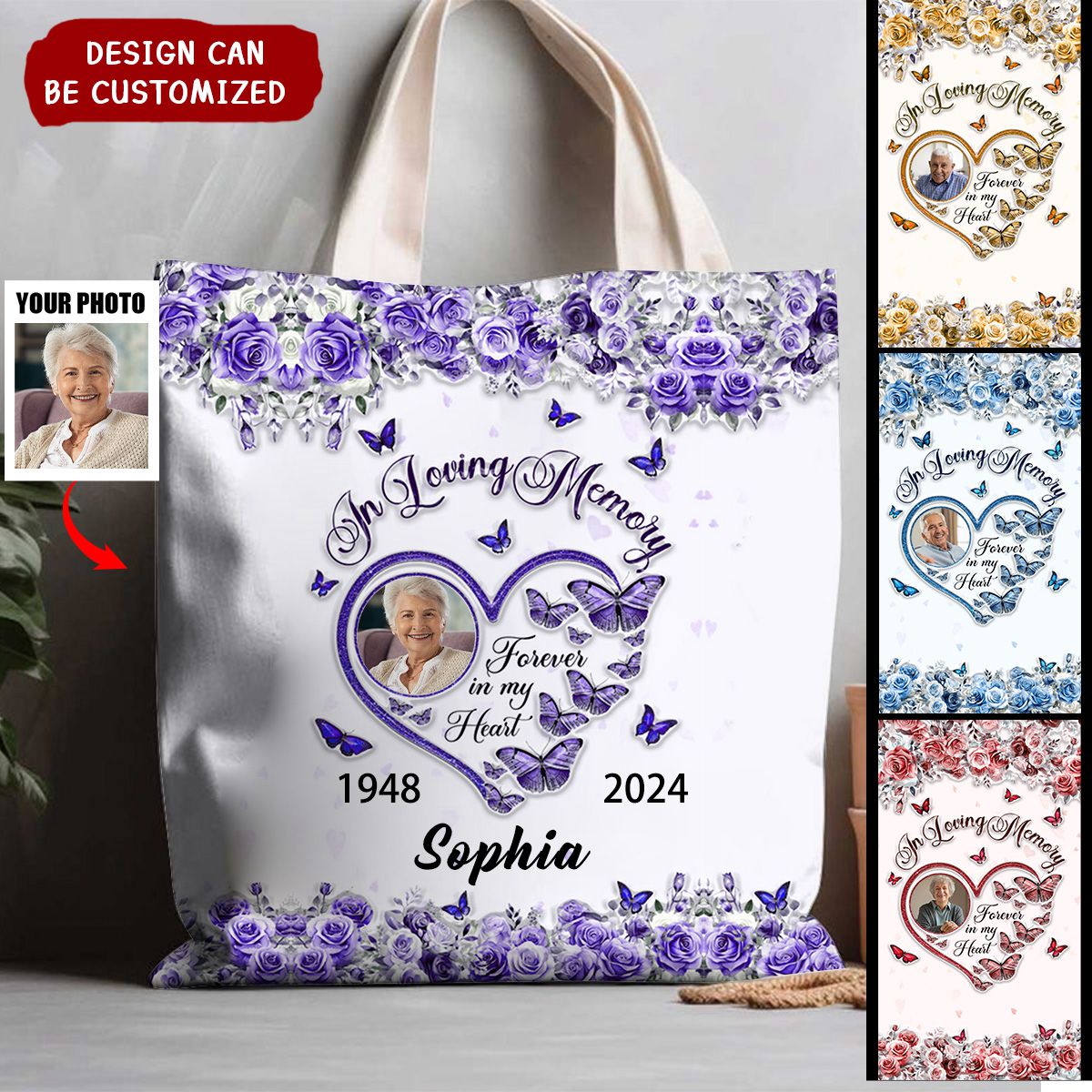 Custom Memorial Tote Bag with Photo | POD Dropship, MOQ 1 - Custom Tote Bag Wholesale | POD Dropship Supplier | MCDFL