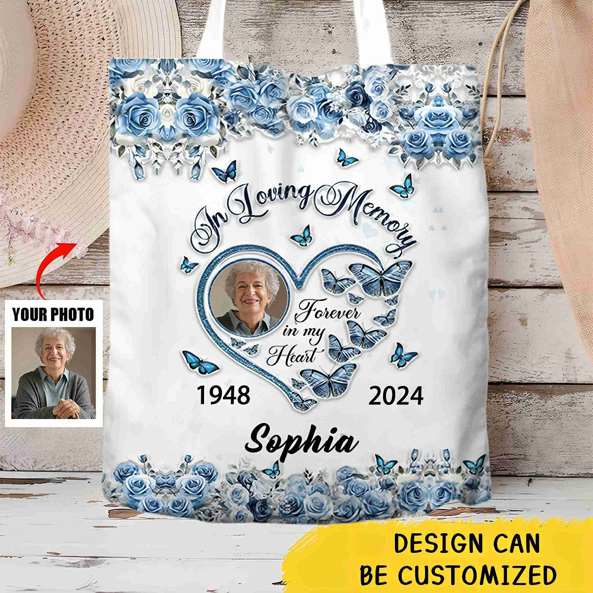 Custom Memorial Tote Bag with Photo | POD Dropship, MOQ 1 - Tote Bag Detail | Wholesale POD Supplier | MCDFL