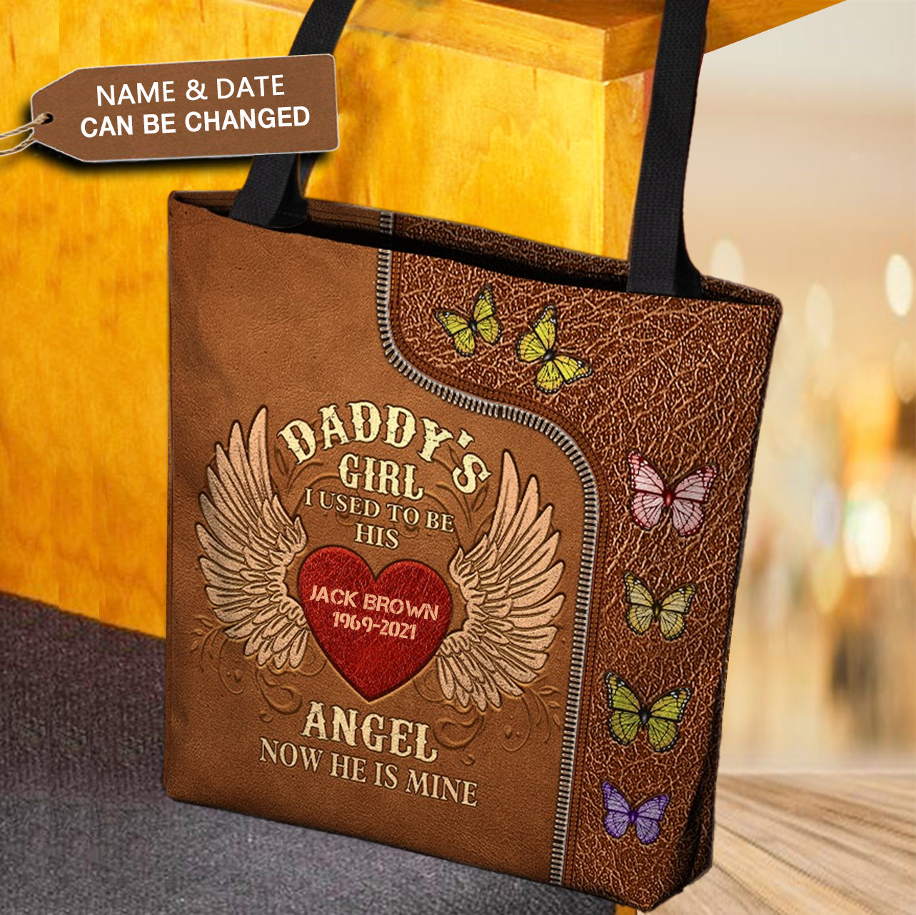 Custom Daddy's Girl Tote Bag | POD Dropship, MOQ 1 - Custom Tote Bag Wholesale | MCDFL