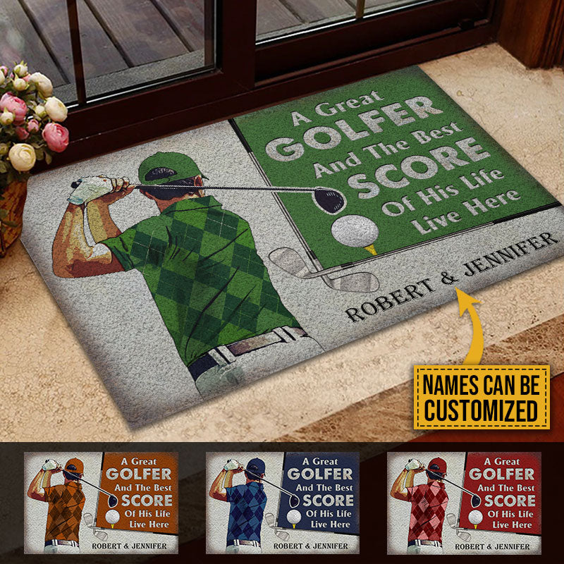 Custom Golf Couple Doormat | Personalized Father's Day, Dropship MOQ 1 - Custom Doormat Wholesale | MCDFL